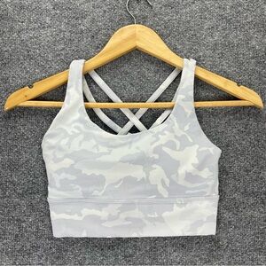 Lululemon Sports Bra Size 2 Energy Long Line Incognito Camo Alpine White Sporty